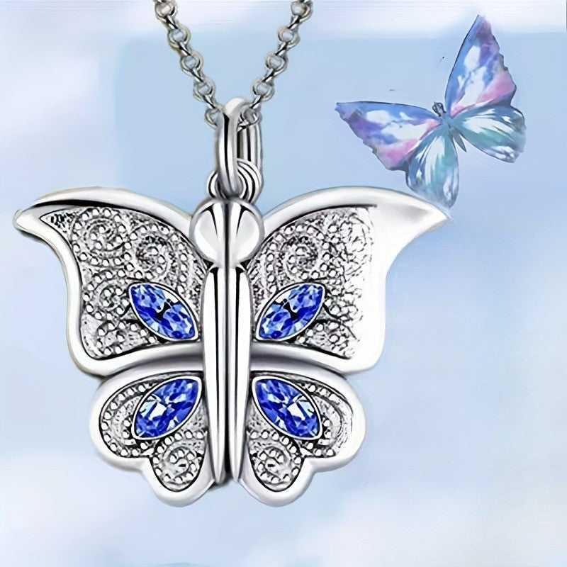 Openable Butterfly Heart Necklace