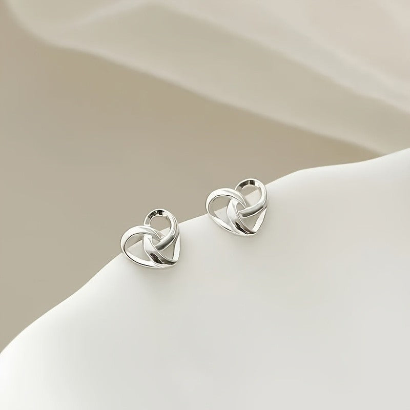 Woven Heart Stud Earrings