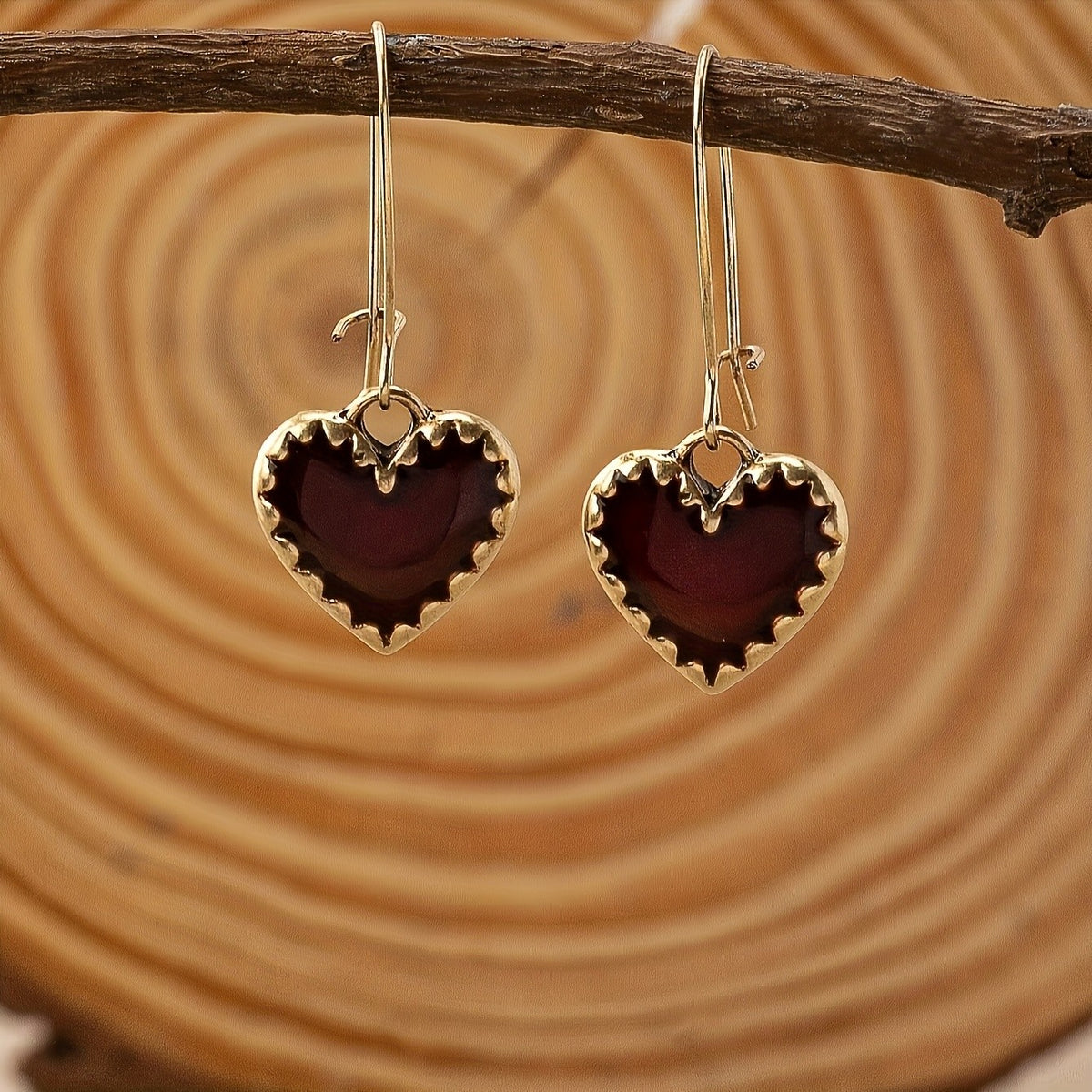 Red Resin Heart Earrings