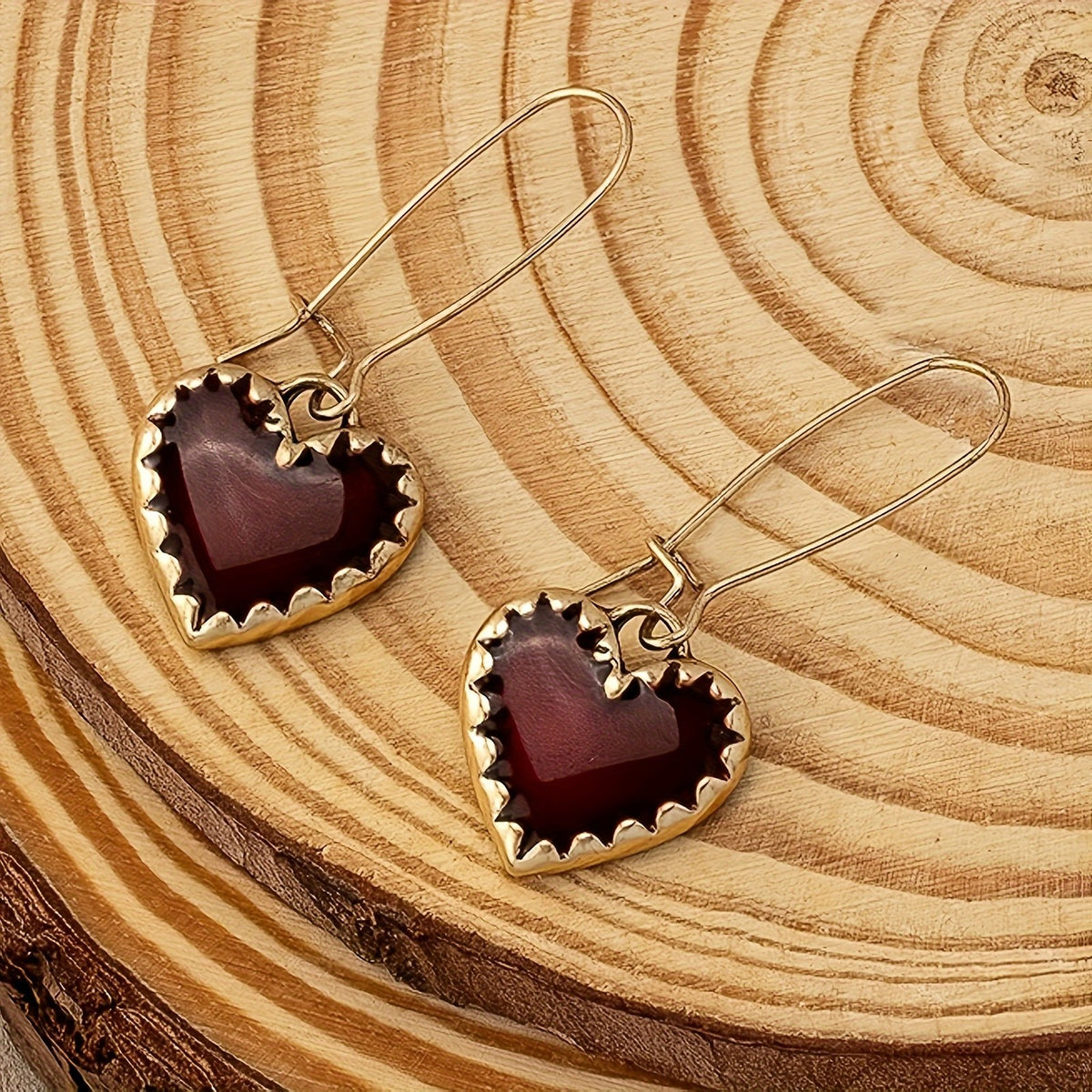 Red Resin Heart Earrings