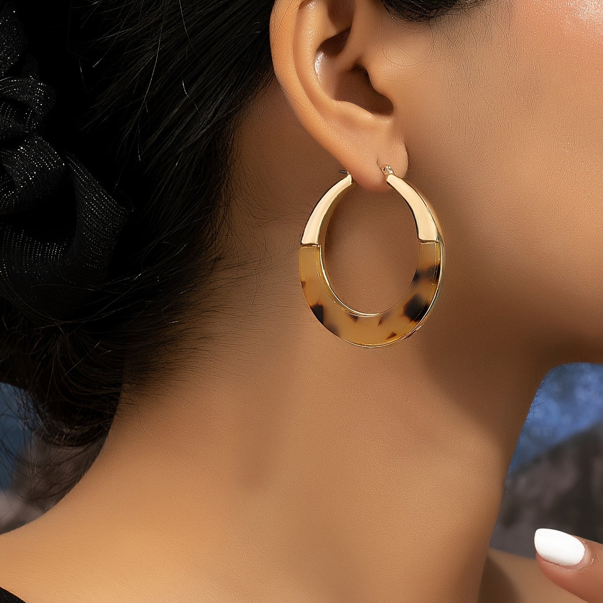 Tortoise Shell Hoop Earrings