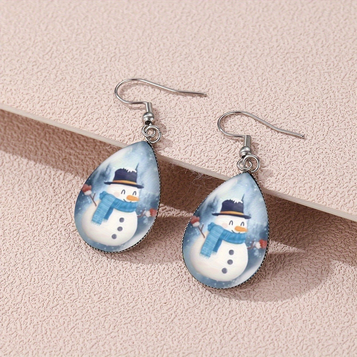 Snowman Glass Drop Earrings