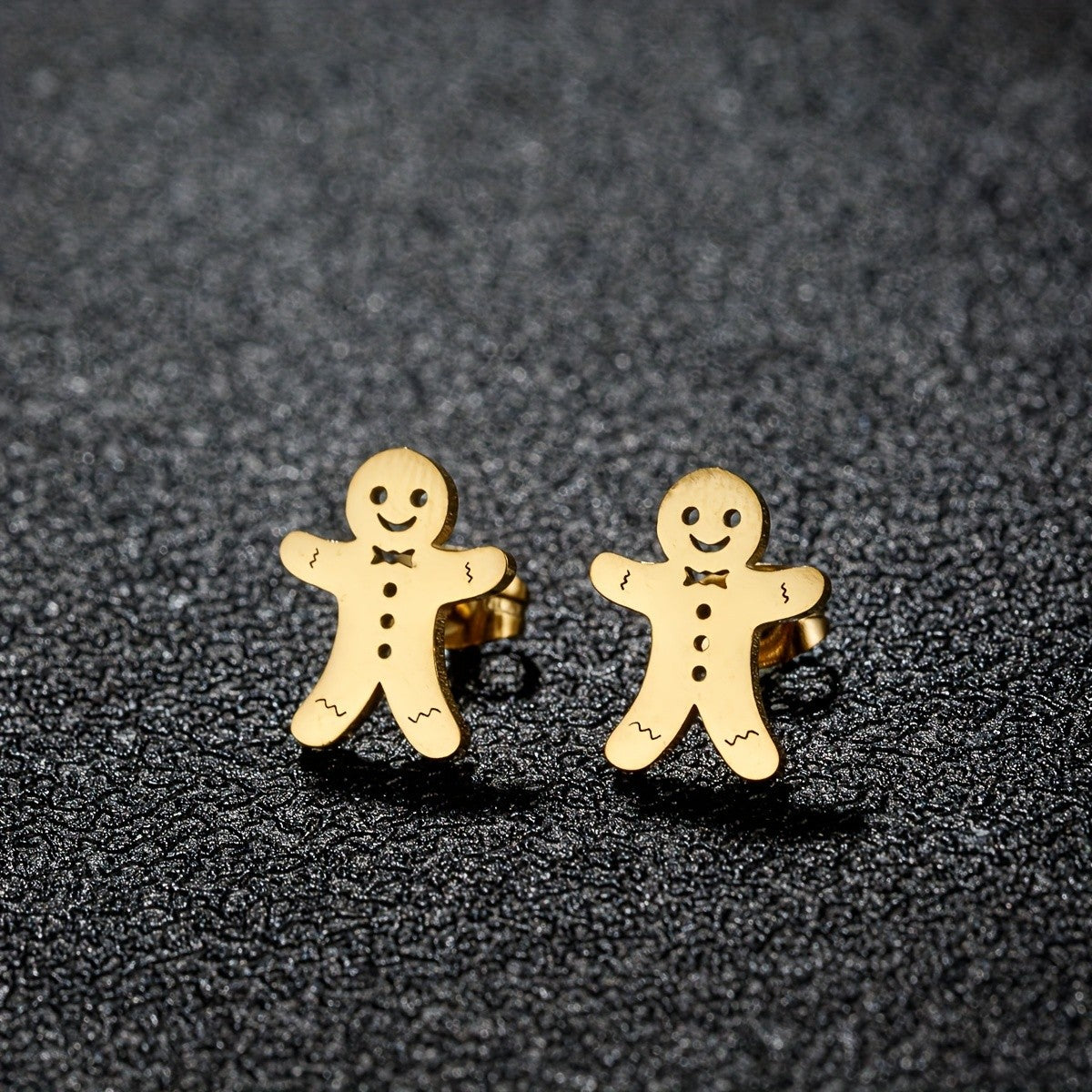 Smiling Gingerbread Stud Earrings