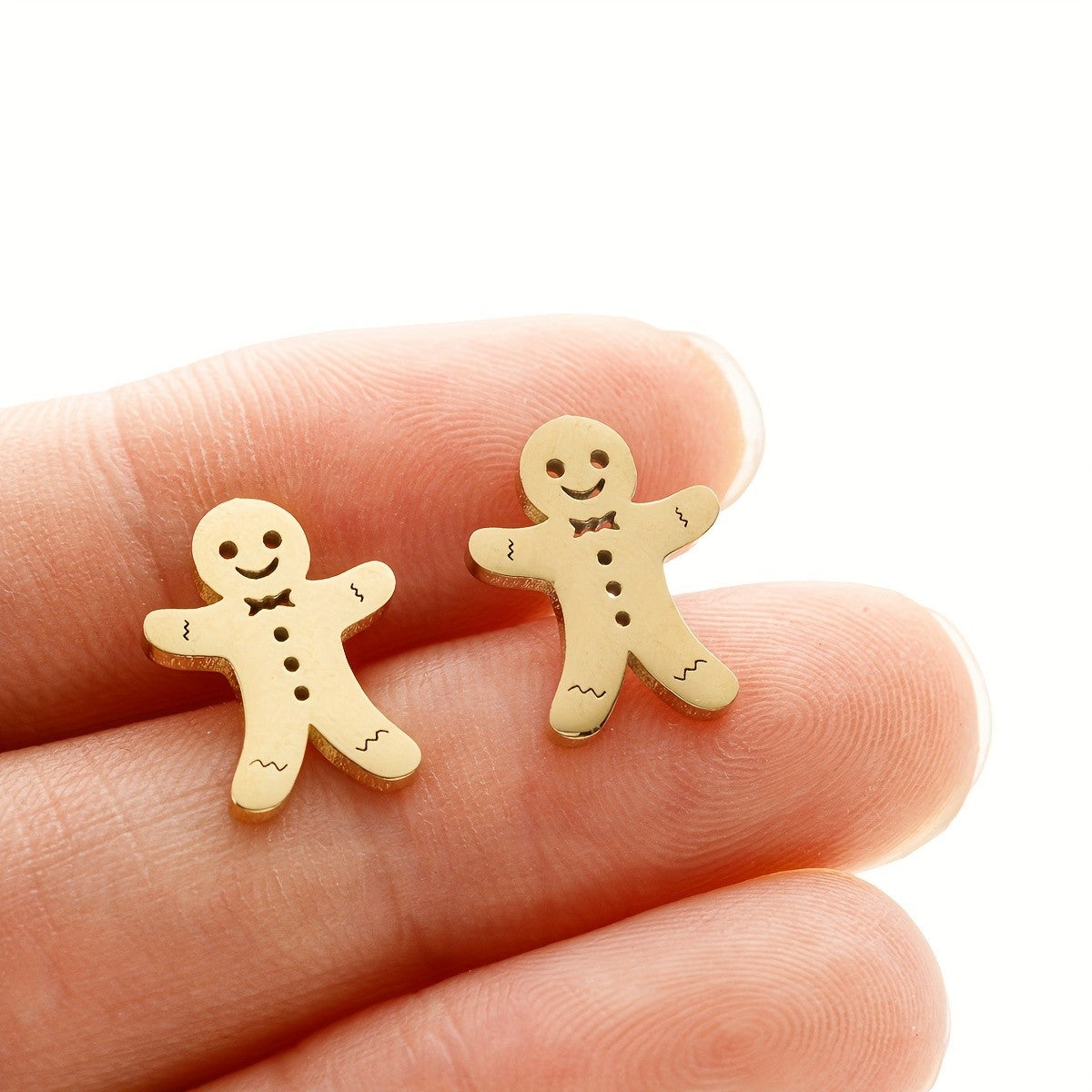 Smiling Gingerbread Stud Earrings