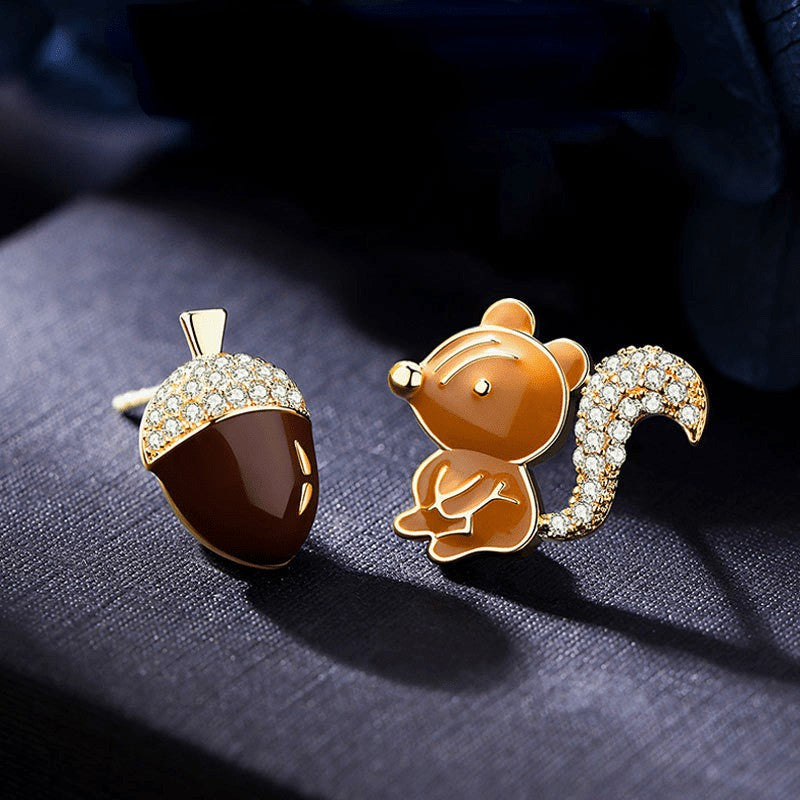Squirrel & Acorn Stud Earrings