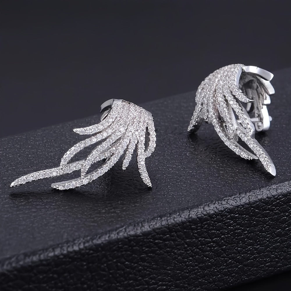 Crystal Fan Statement Earrings