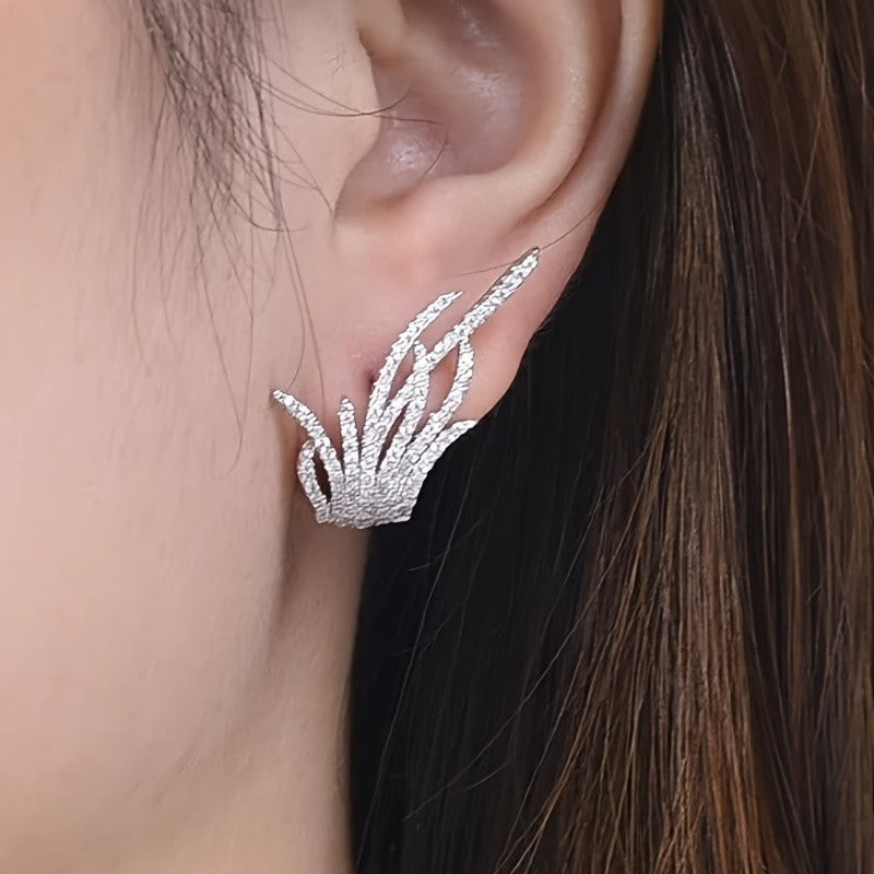 Crystal Fan Statement Earrings