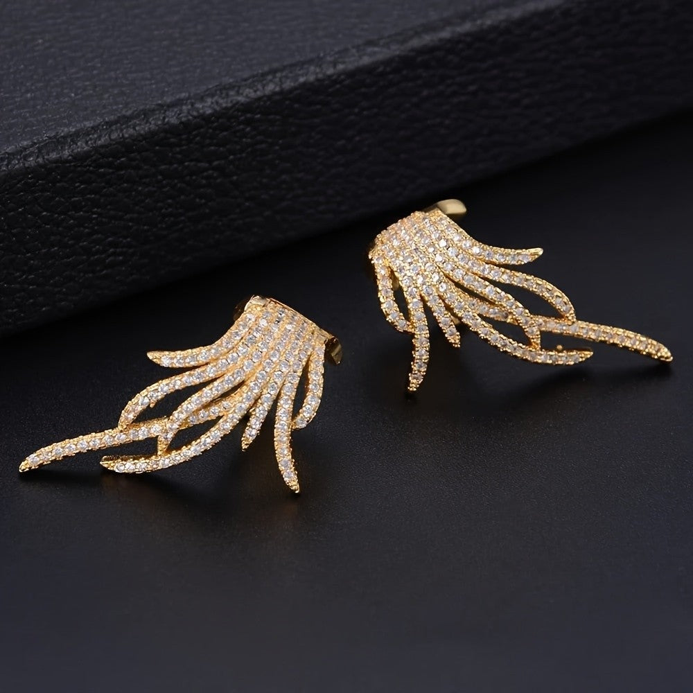Crystal Fan Statement Earrings