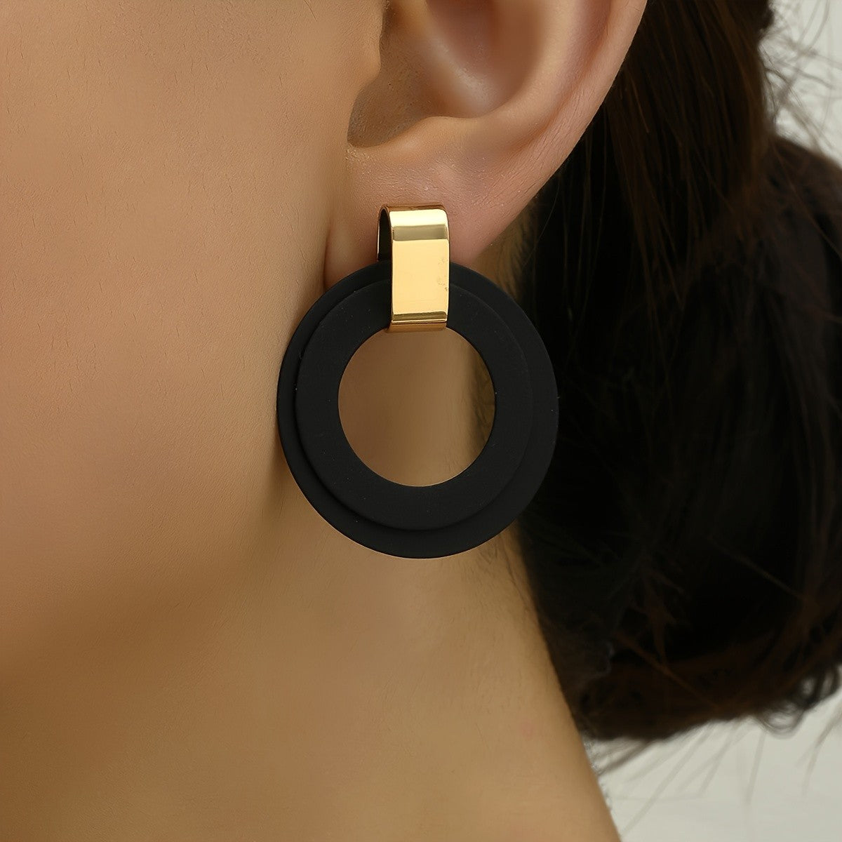 Black Circle Hoop Earrings