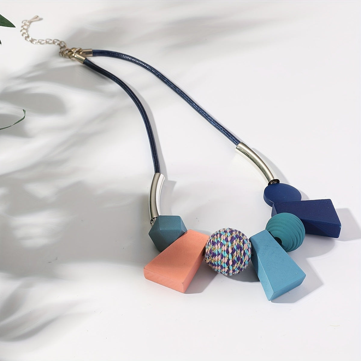Multicolor Geometric Block Necklace