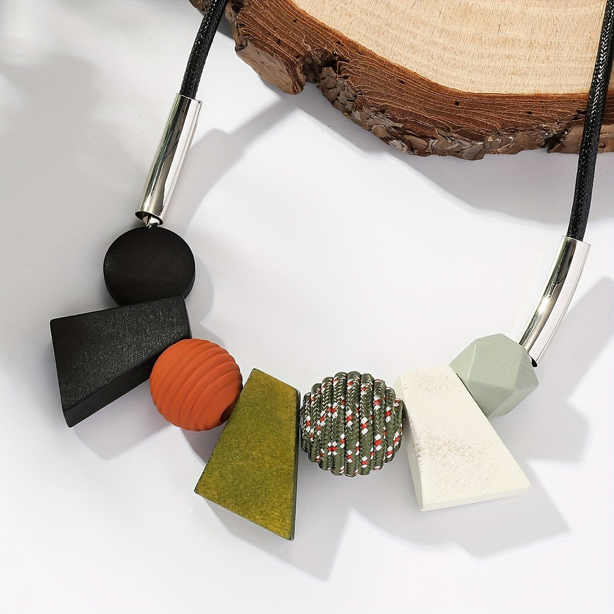 Multicolor Geometric Block Necklace