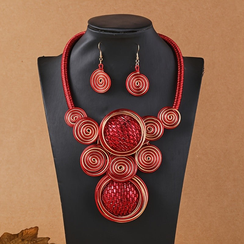 Spiral Statement Necklace Set