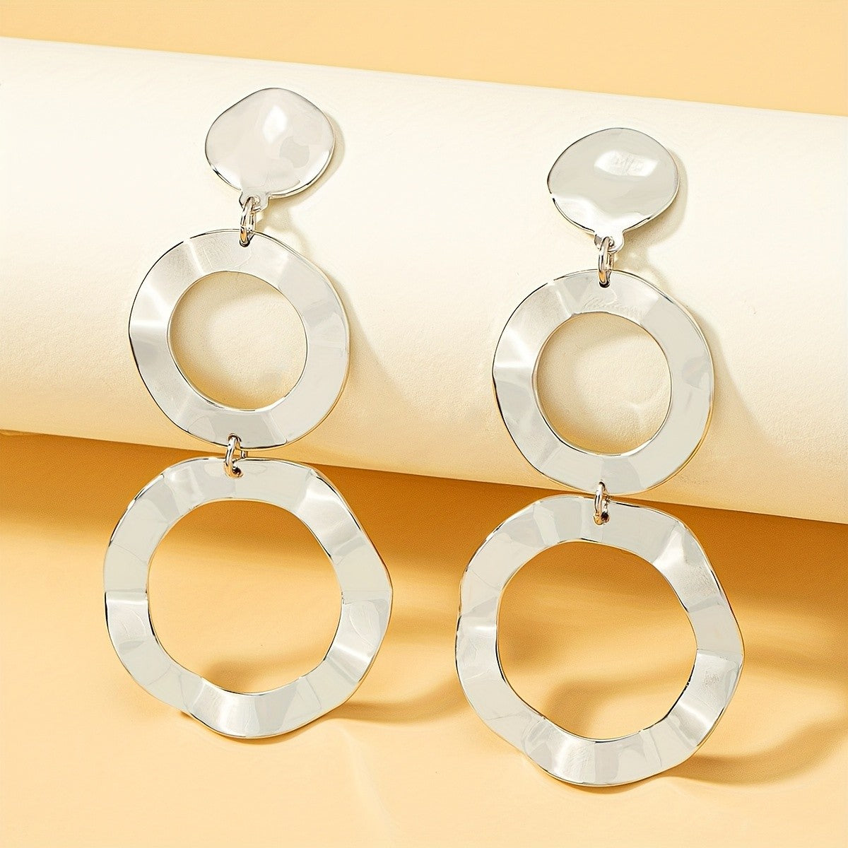 Geometric Hammered Circle Earrings