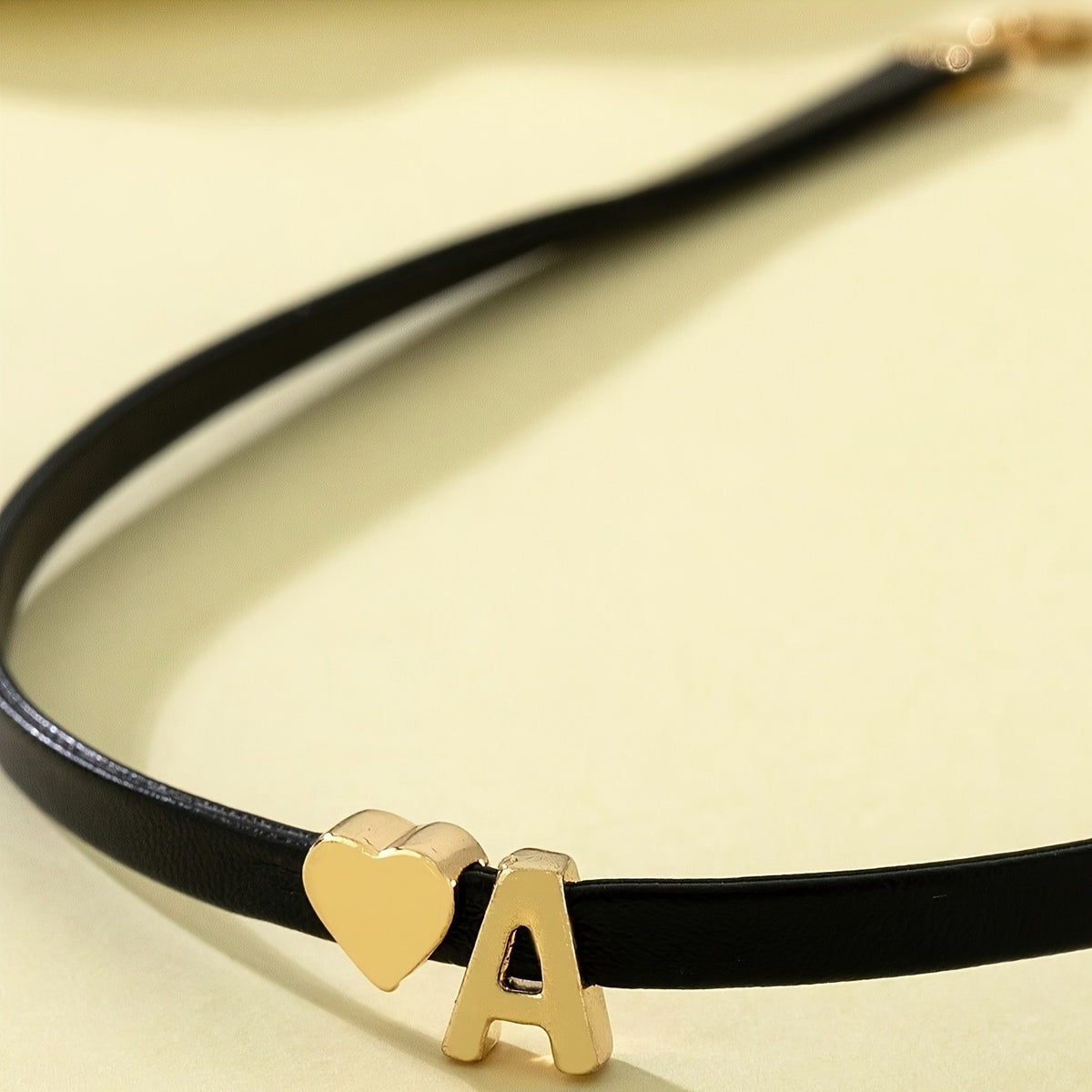 Heart & Initial Leather Choker
