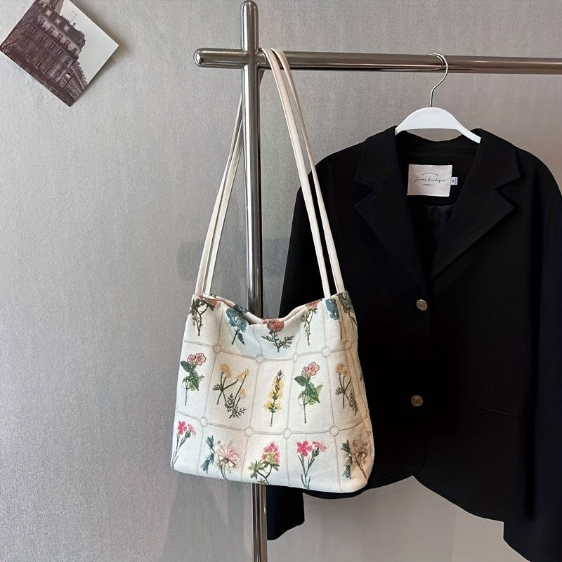 Botanical Grid Tote Bag