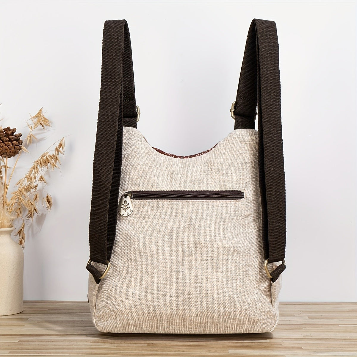 Beaded Floral Canvas Backpack