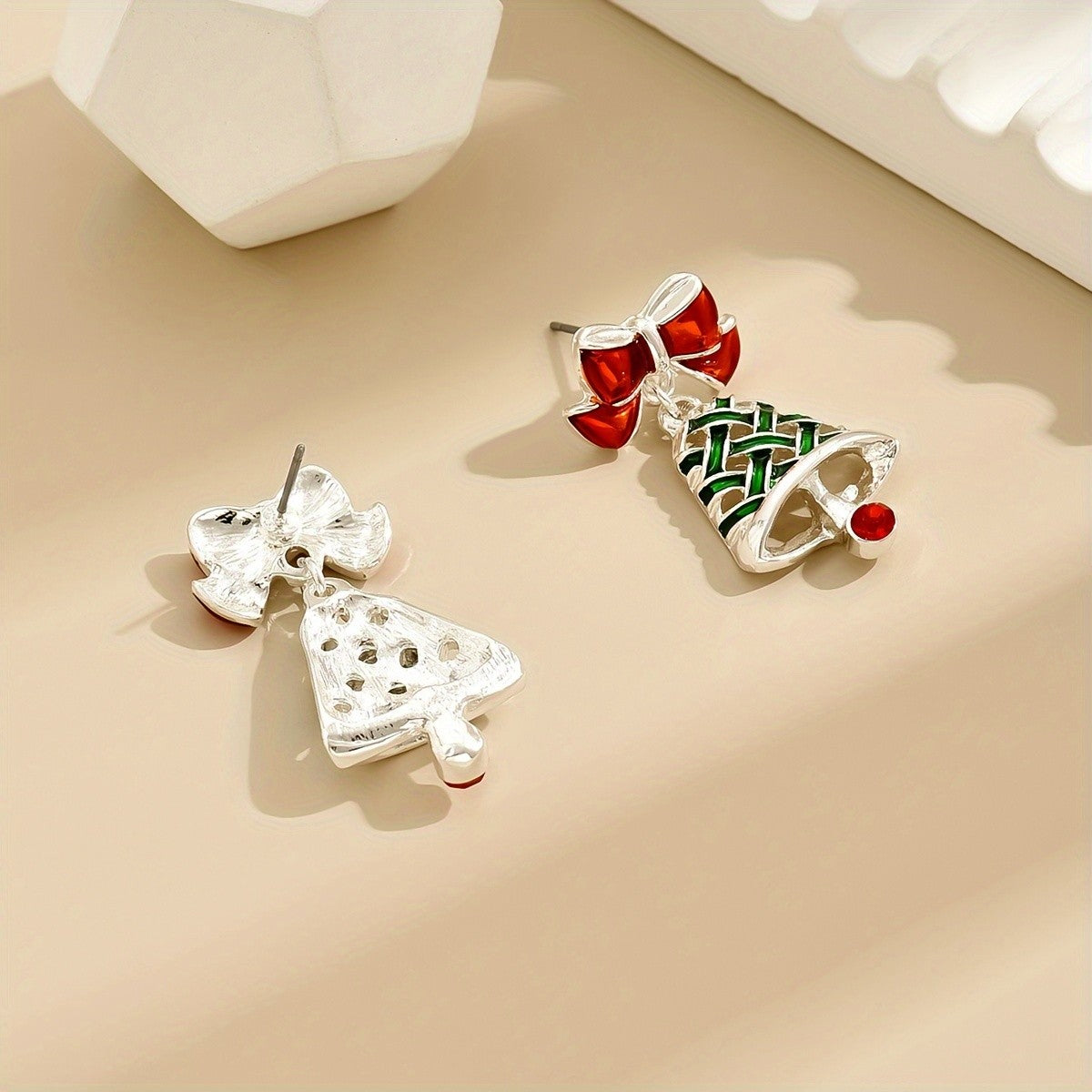 Green Christmas Tree Drop Earrings