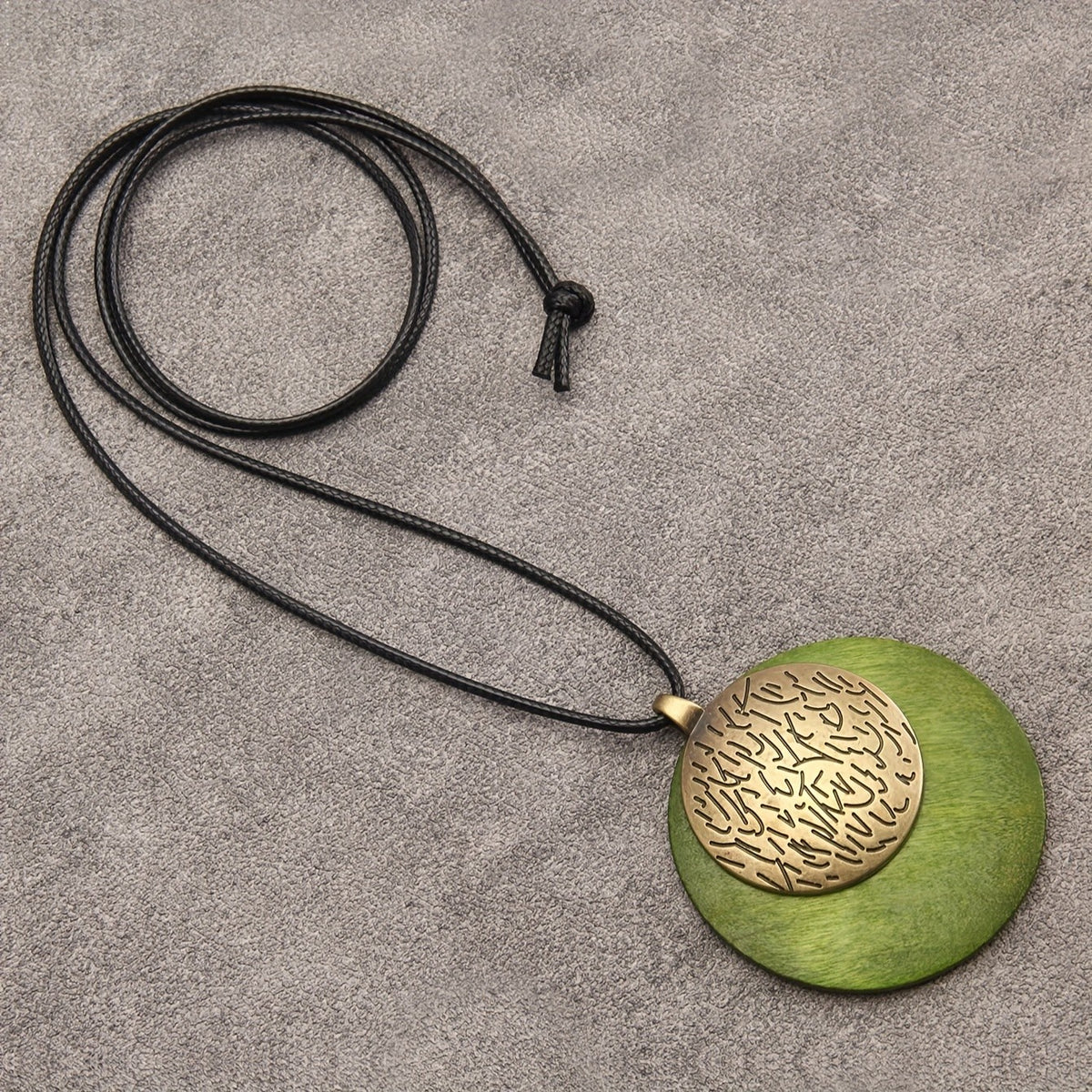 Wood Circle Pendant Necklace