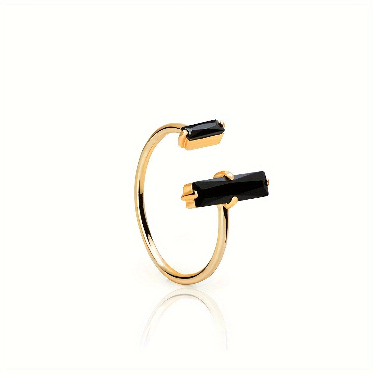 Double Black Stone Bar Ring