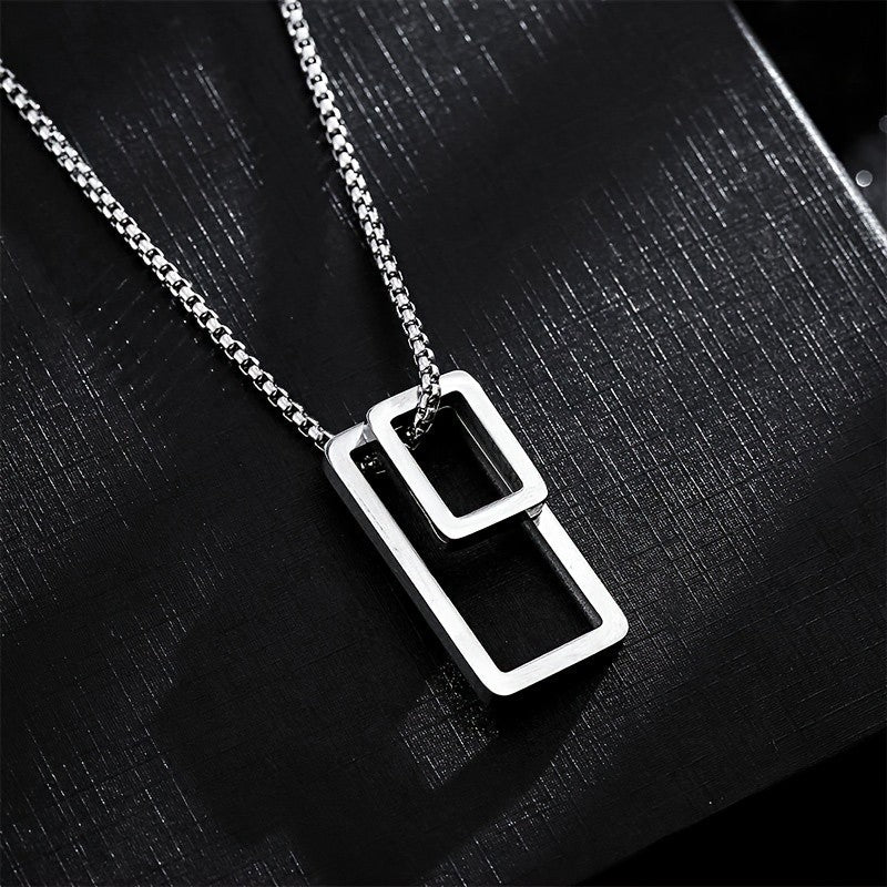 Double Rectangle Pendant Necklace