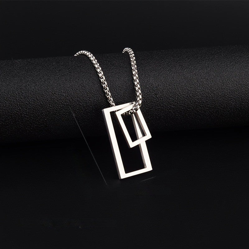 Double Rectangle Pendant Necklace