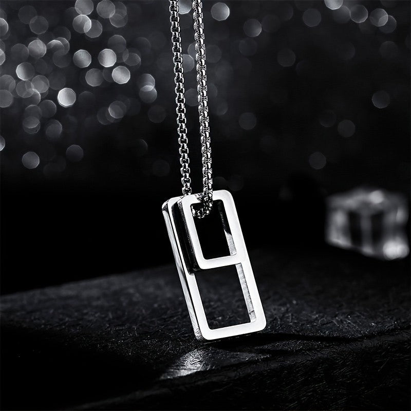 Double Rectangle Pendant Necklace