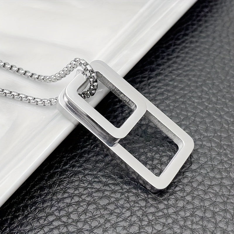 Double Rectangle Pendant Necklace