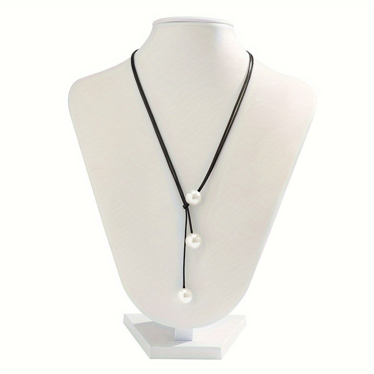 Triple Pearl Lariat Cord Necklace