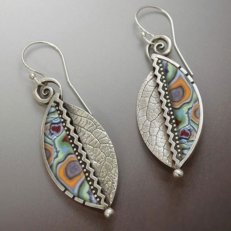 Swirl Leaf Resin Drop Earrings