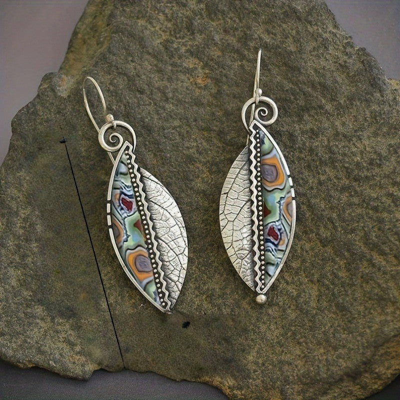 Swirl Leaf Resin Drop Earrings
