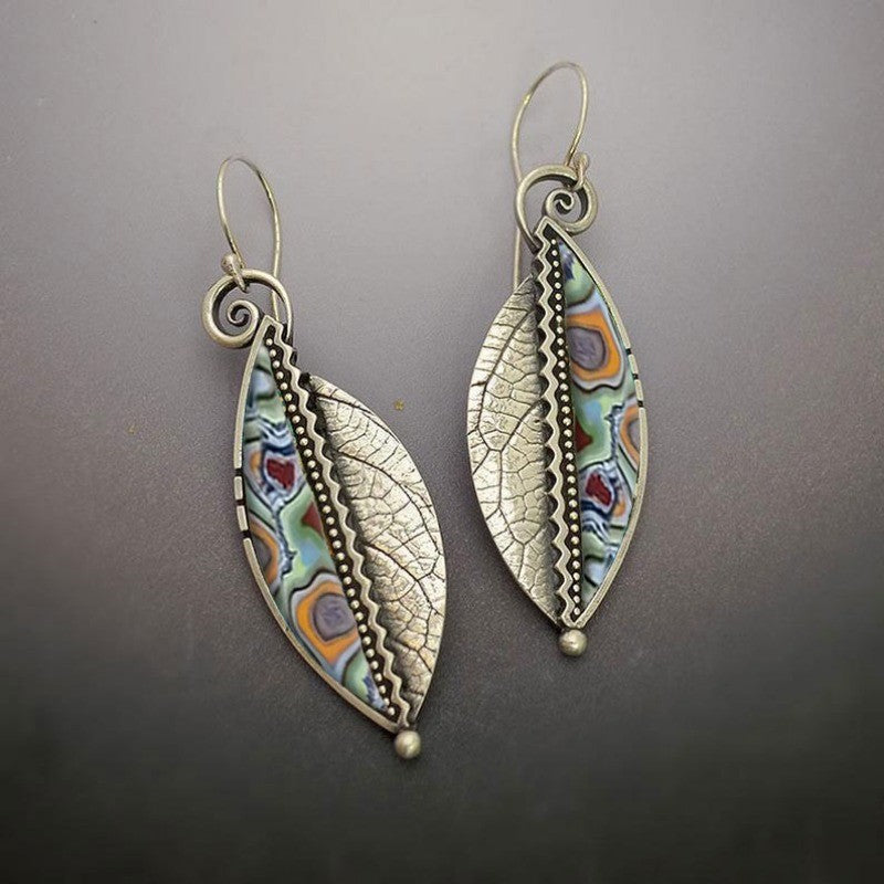 Swirl Leaf Resin Drop Earrings
