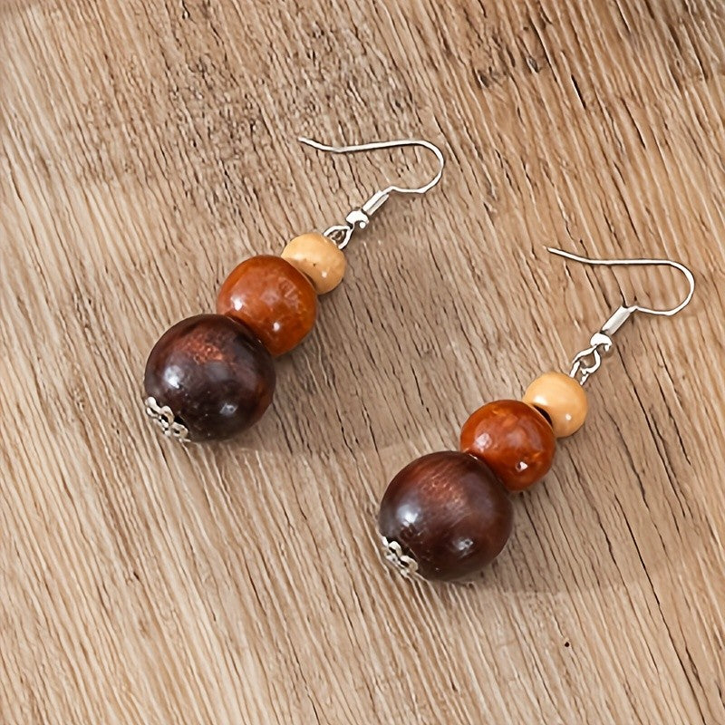 Two-Tone Wooden Bead Jewelry Set