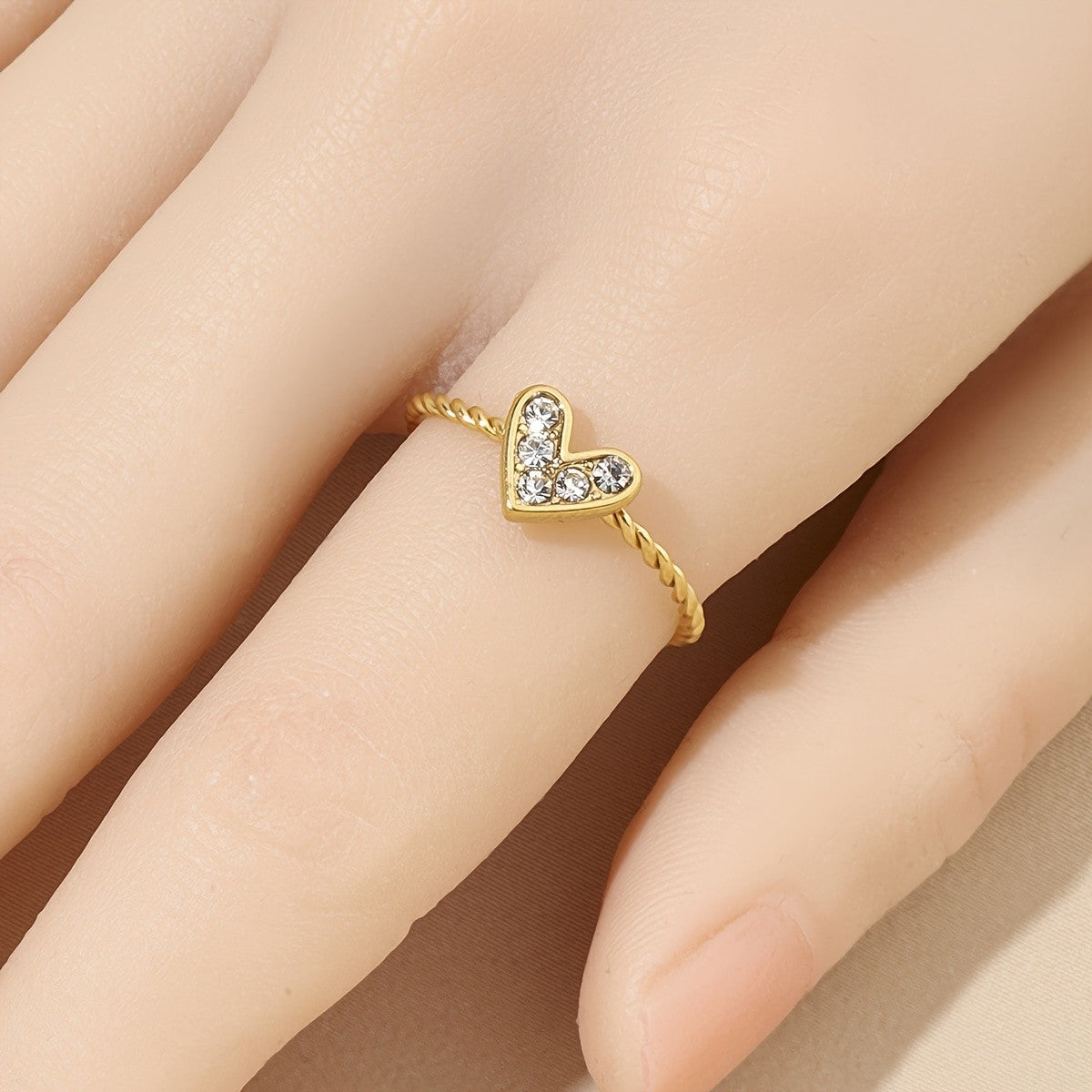 Crystal Heart Twist Ring