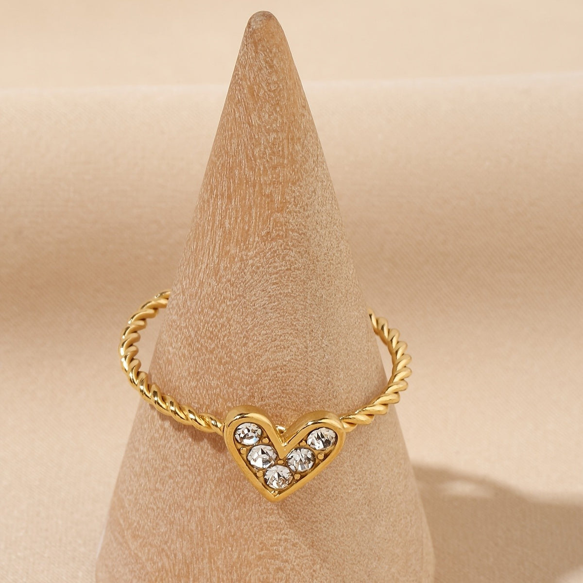 Crystal Heart Twist Ring