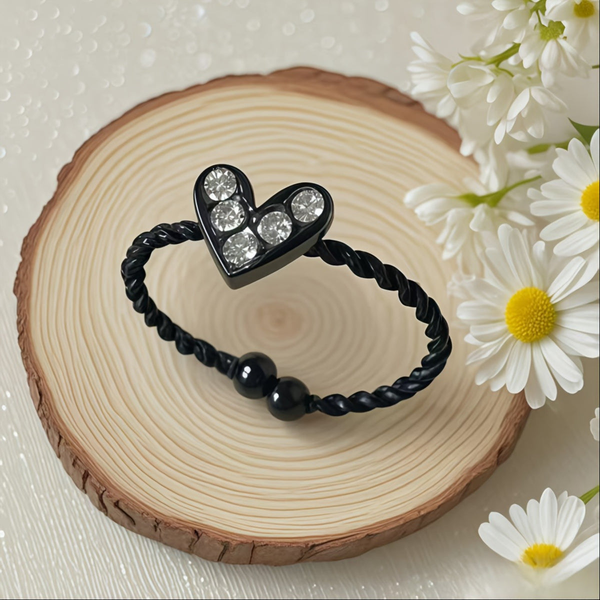 Crystal Heart Twist Ring