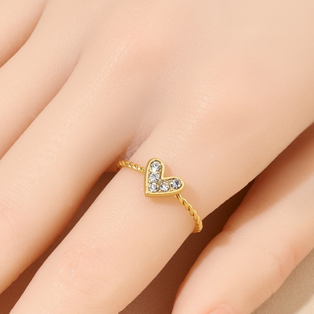 Crystal Heart Twist Ring