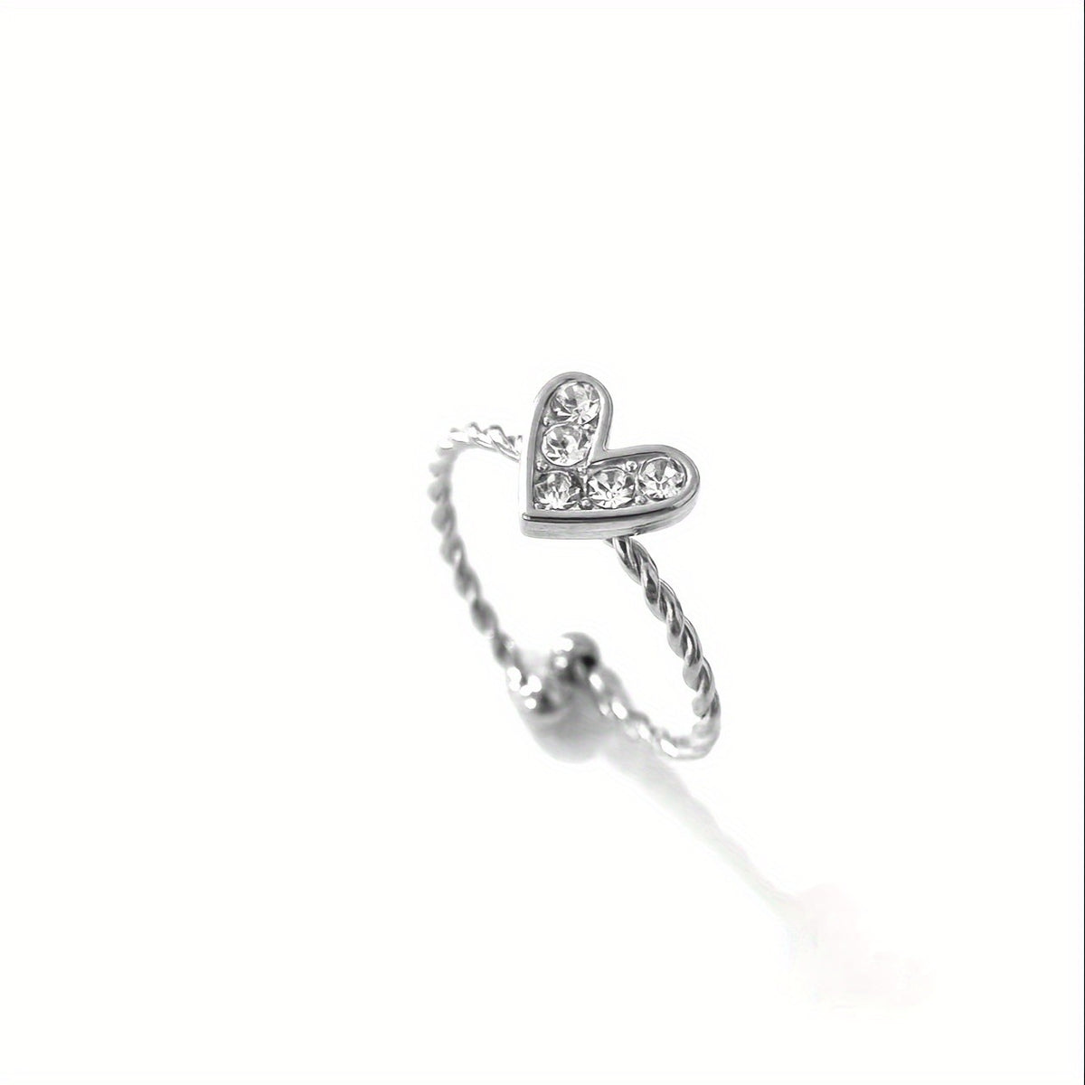 Crystal Heart Twist Ring