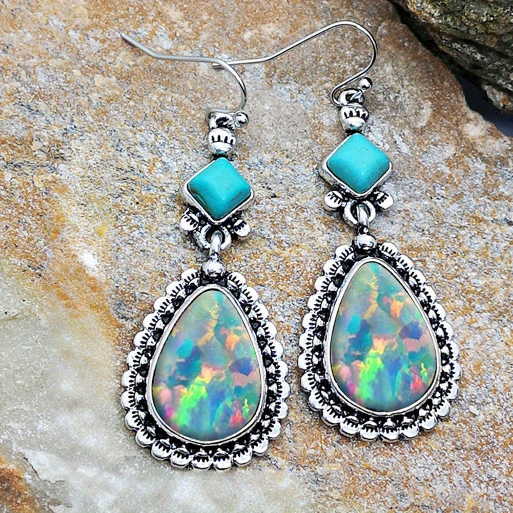 Turquoise Opal Drop Earrings
