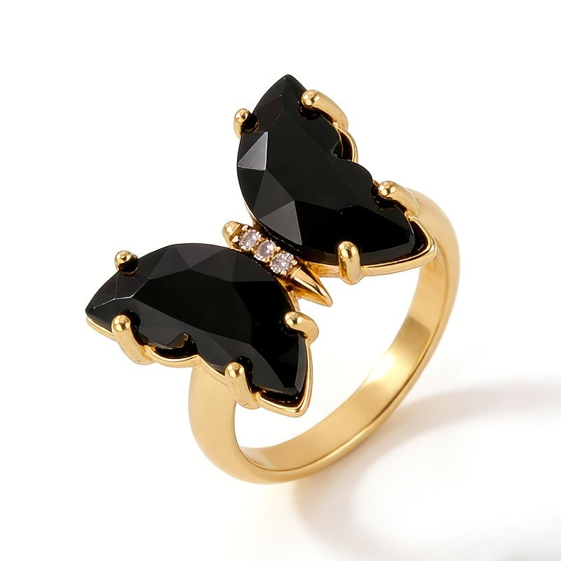 Black Butterfly Statement Ring