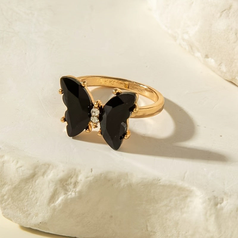 Black Butterfly Statement Ring