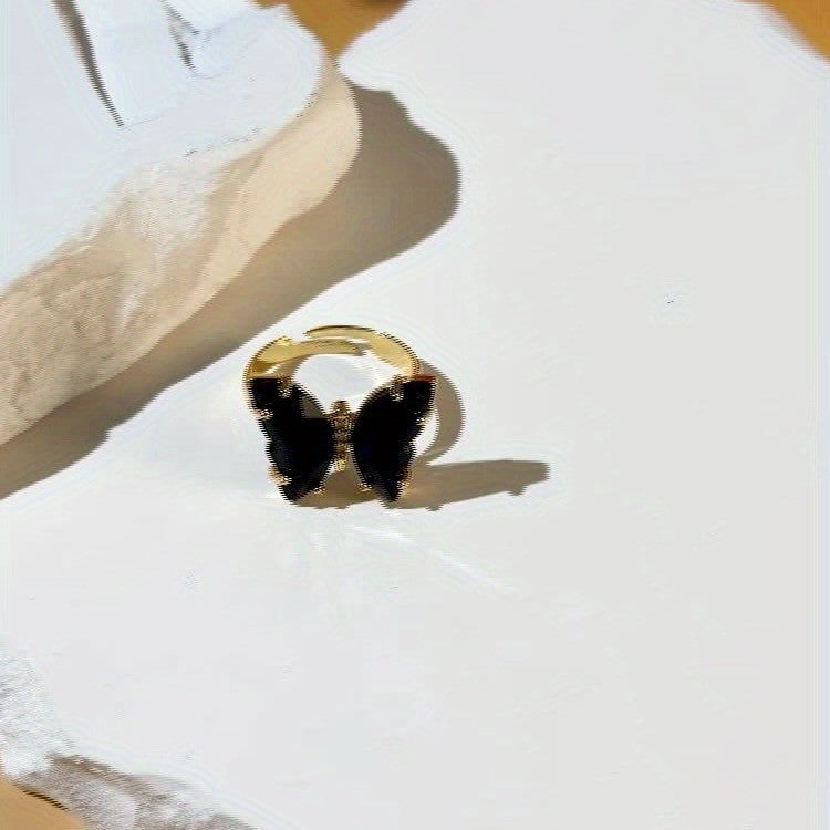 Black Butterfly Statement Ring