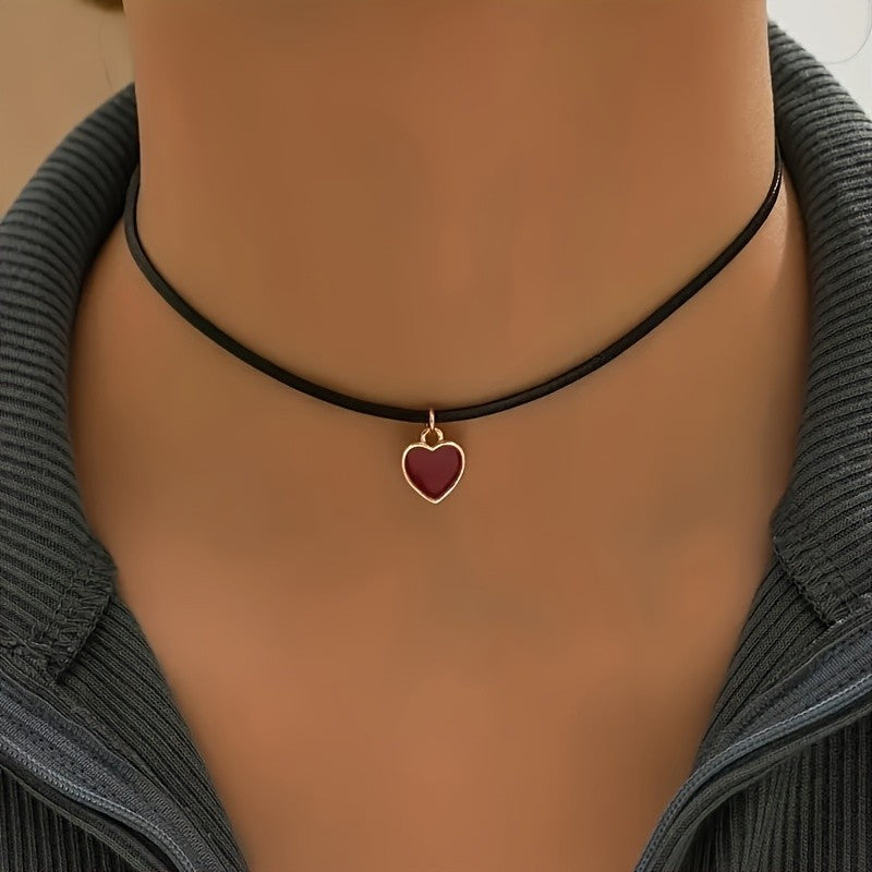 Red Heart Choker Necklace