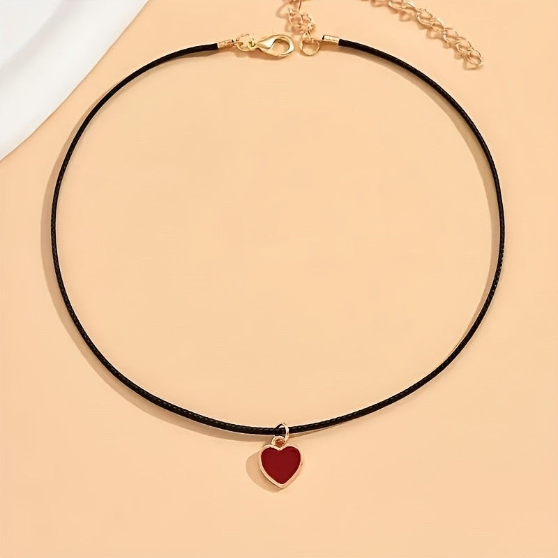 Red Heart Choker Necklace