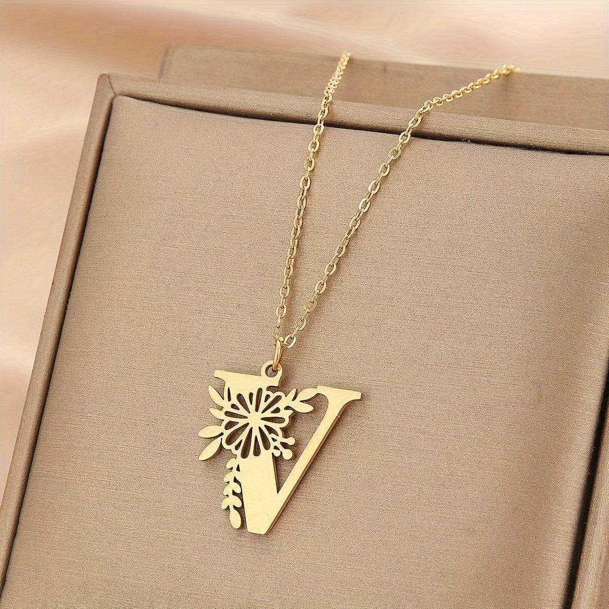 Floral Initial Necklace