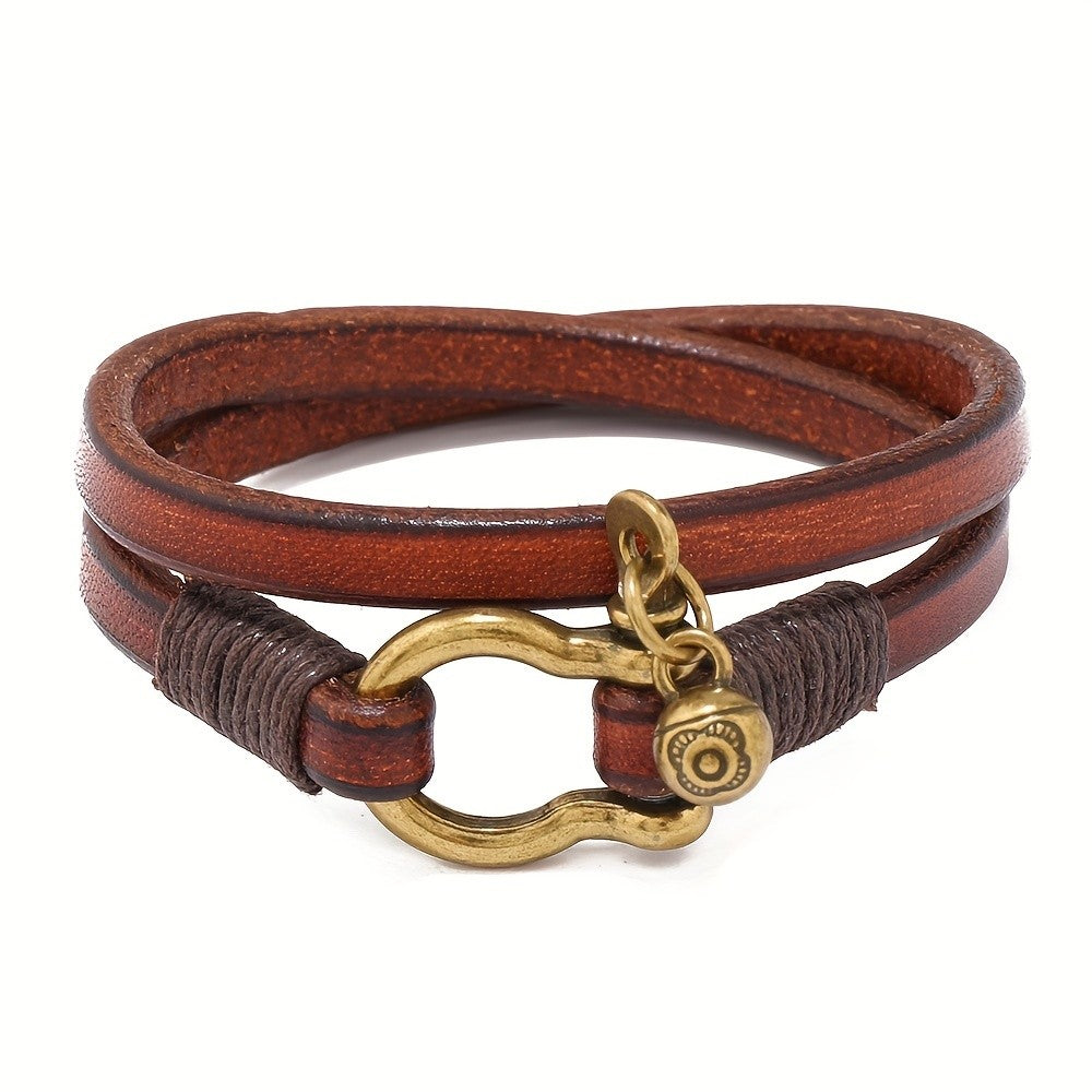 Horseshoe Buckle Leather Bracelet