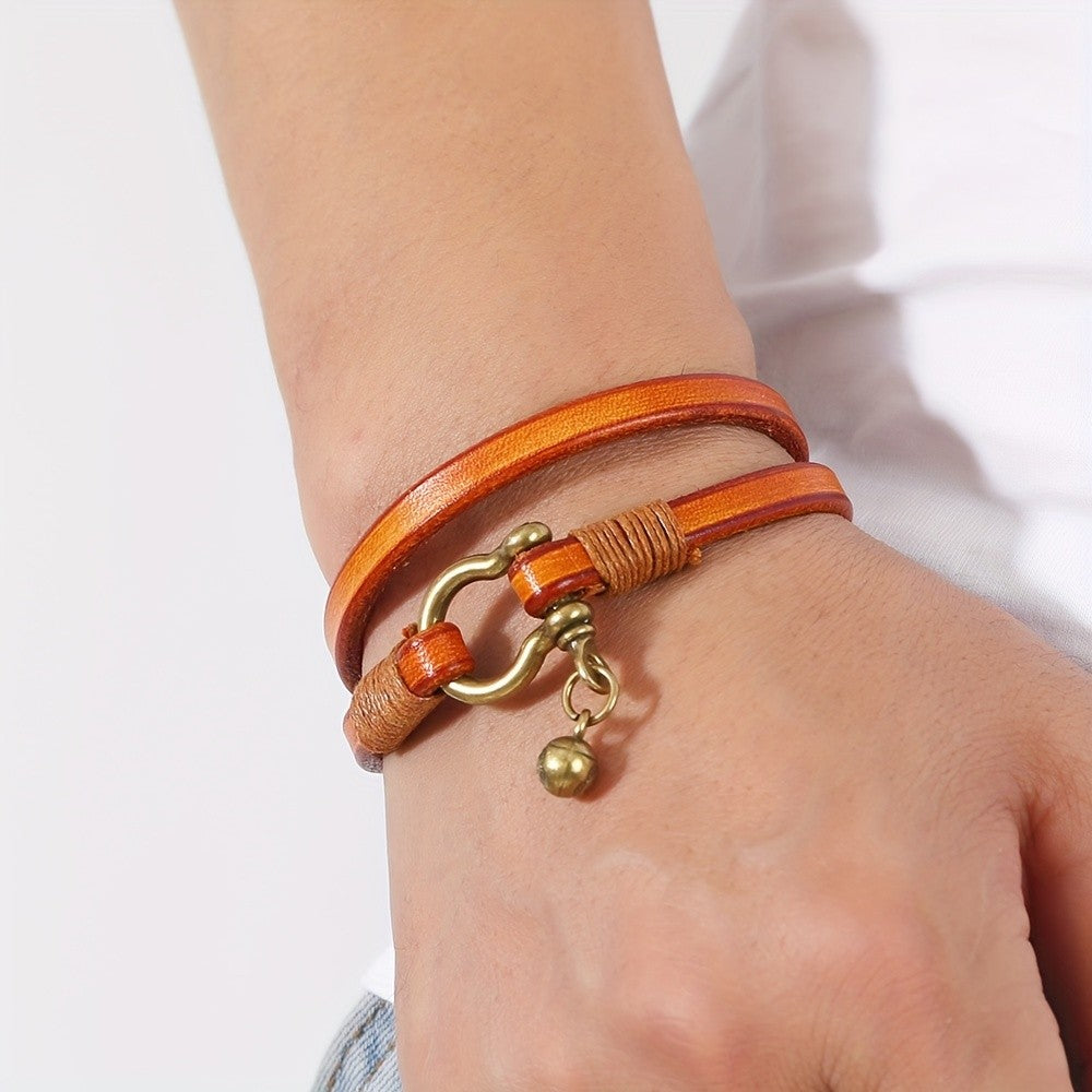Horseshoe Buckle Leather Bracelet
