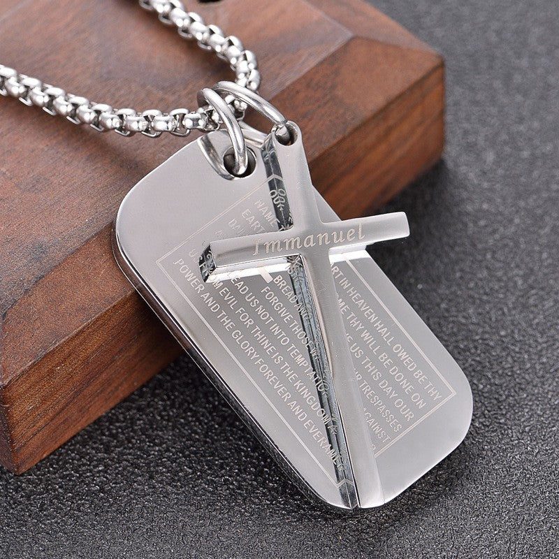 Immanuel Cross Tag Necklace