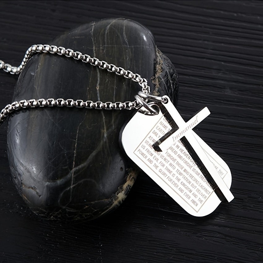 Immanuel Cross Tag Necklace