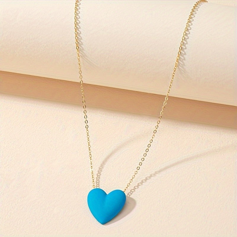 Solid Color Heart Pendant Necklace