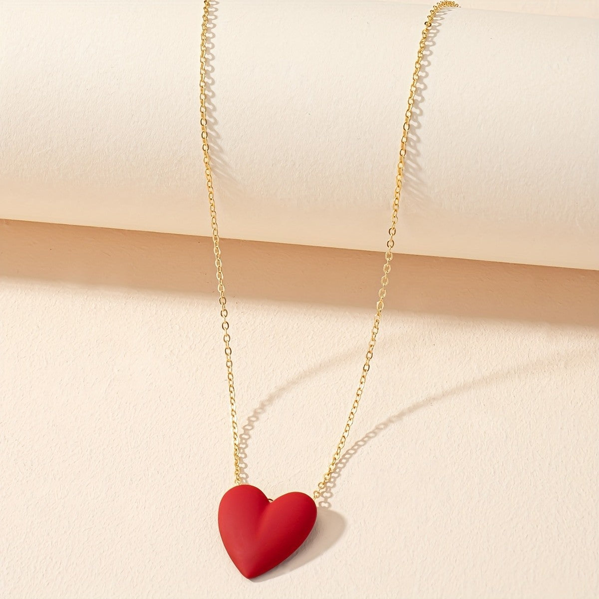 Solid Color Heart Pendant Necklace